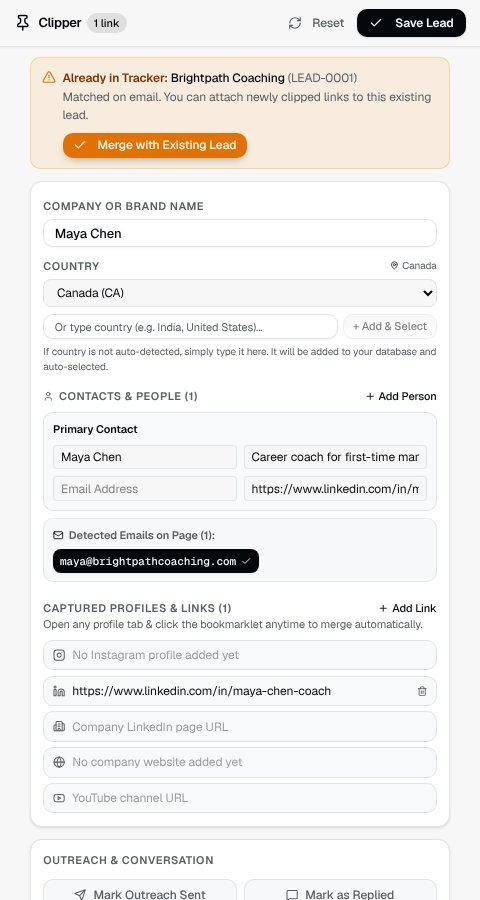 The Clipper warning that a profile is already in Tracker